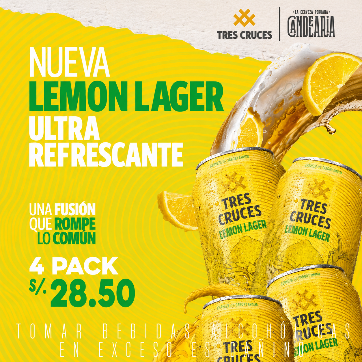 Tres Cruces LEMON LAGER by Candelaria - lata 473ml