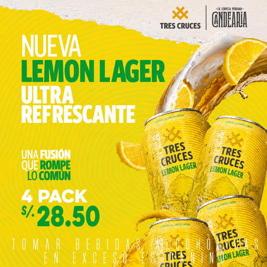 Tres Cruces LEMON LAGER by Candelaria - lata 473ml